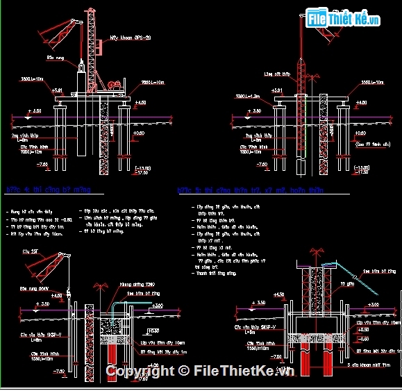 Bản vẽ autocad,thi công cầu,Biện pháp thi công,bản vẽ biện pháp